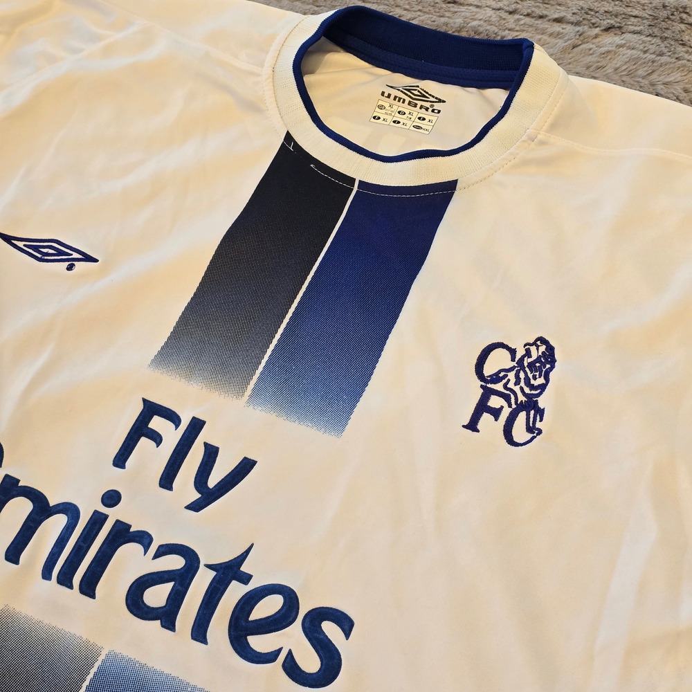 Umbro Chelsea FC 2003-05 Away Jersey Duff 11 Fly Emirates Mens XL White Soccer